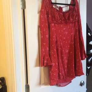Free People Red Feminine Dress Size L